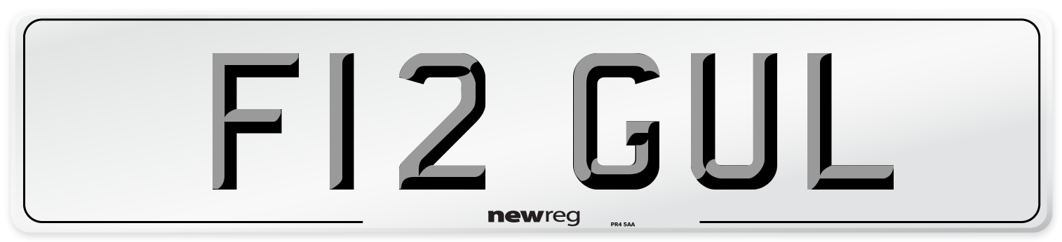 F12 GUL Number Plate from New Reg
